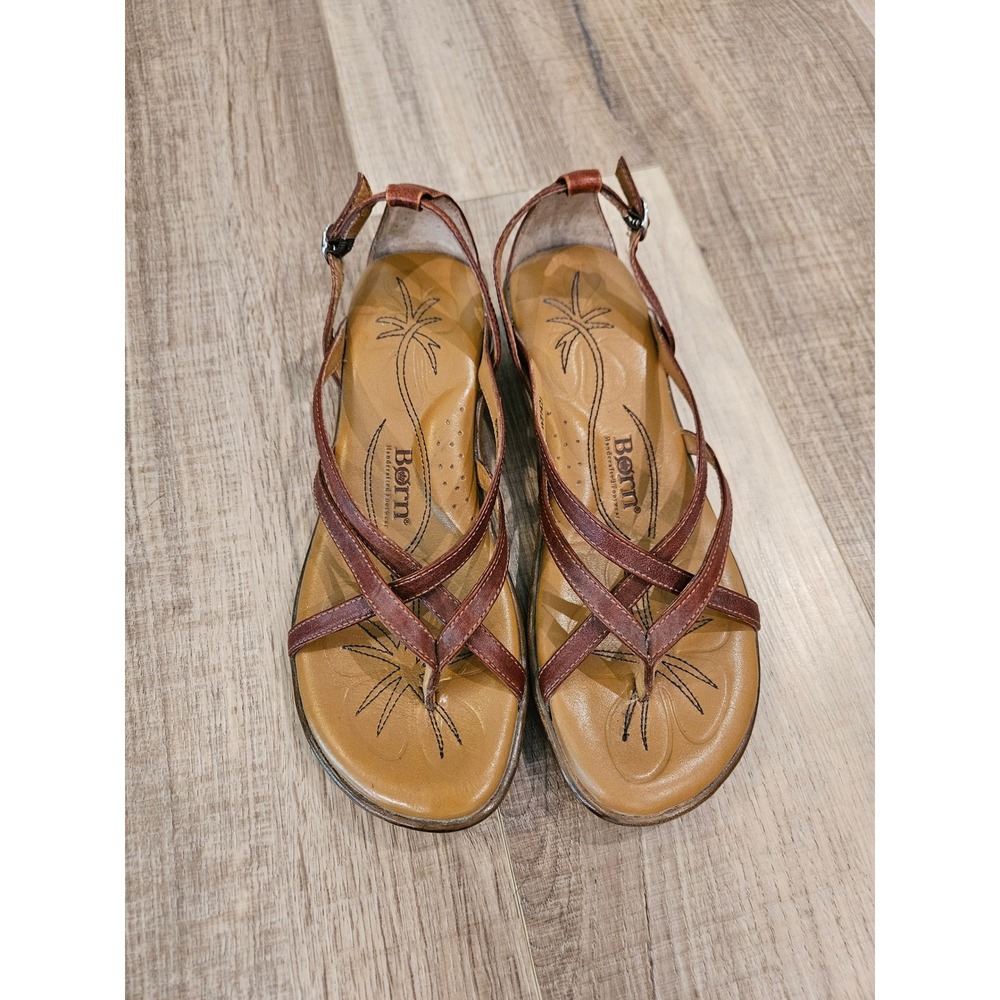 Born Womens 8 Leather Strappy Sandals Brown Boho Comfort Made in Mexico